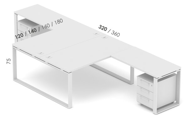 Kancelářská sestava EPIC Z31 O pro dvě osoby (Sestava s délkou centrálního stolu 120cm a délkou celé sestavy 320cm)