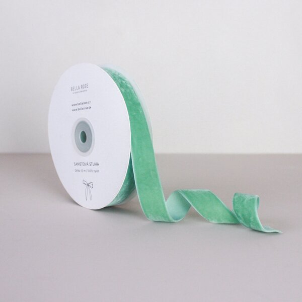 Sametová stuha 2 cm – Dusty Mint (10 m)