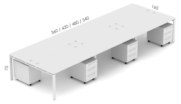 Kancelářská sestava EPIC Z39 U, volitelná délka stolu 360cm (Sestava pro 6 osob)