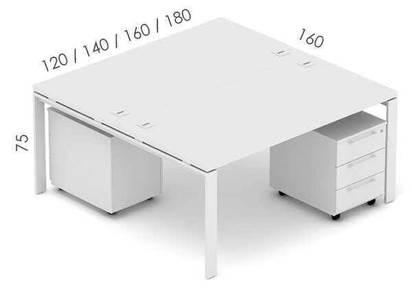 Kancelářská sestava EPIC Z27 U, délka stolu 120cm (Sestava pro dvě osoby)