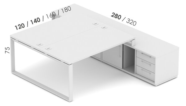Kancelářská sestava EPIC Z19 O pro dvě osoby (Sestava s délkou stolu 120cm a délkou komod 280cm)