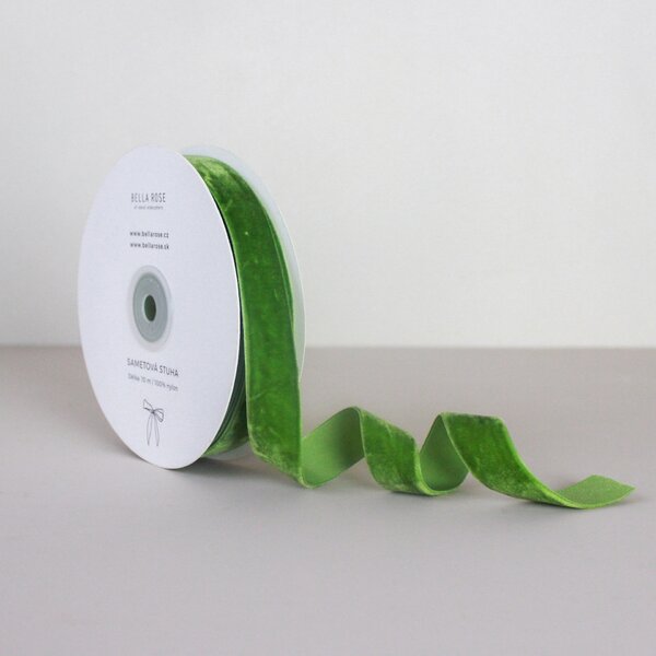 Sametová stuha 2 cm – Olive (10 m)