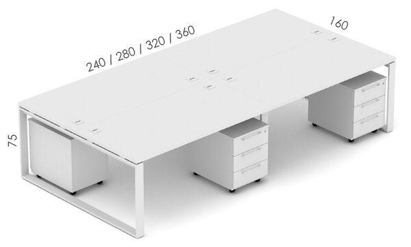 Kancelářská sestava EPIC Z35 O, volitelná délka stolu 240cm (Sestava pro 4 osoby)