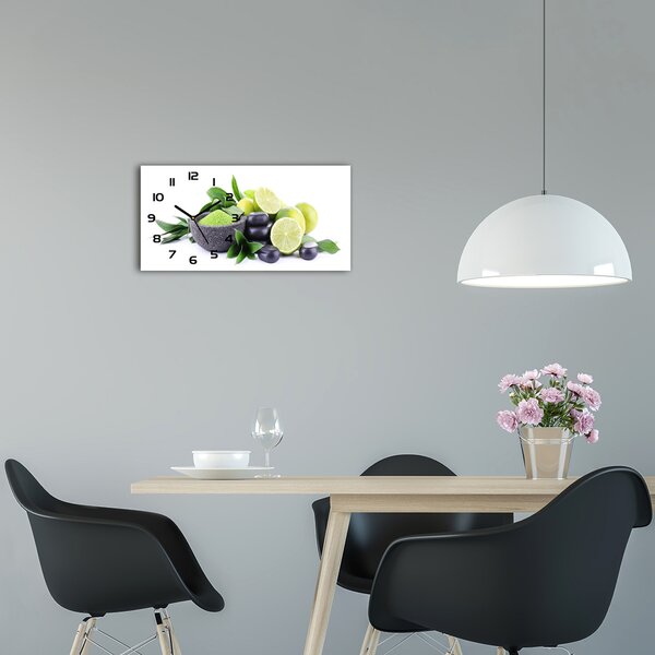 Skleněné hodiny na stěnu Limetky a kamení pl_zsp_60x30_f_75873953