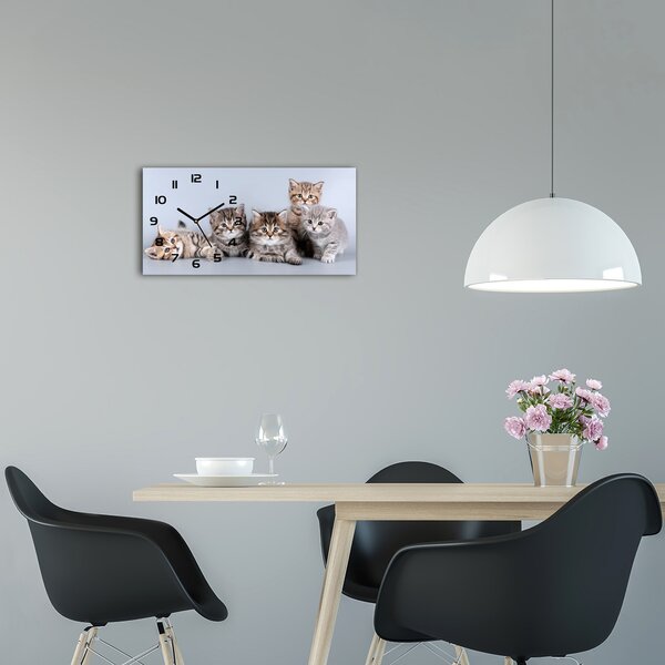 Moderní skleněné hodiny na stěnu Pět koček pl_zsp_60x30_f_75950374