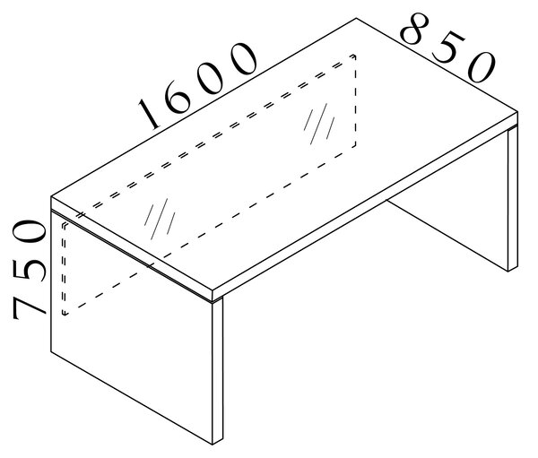 Manažerský stůl SOLID, 160cm, bez zásuvek (Manažerský stůl SOLID, 160cm, do manžerské kanceláře, šířka 85cm)