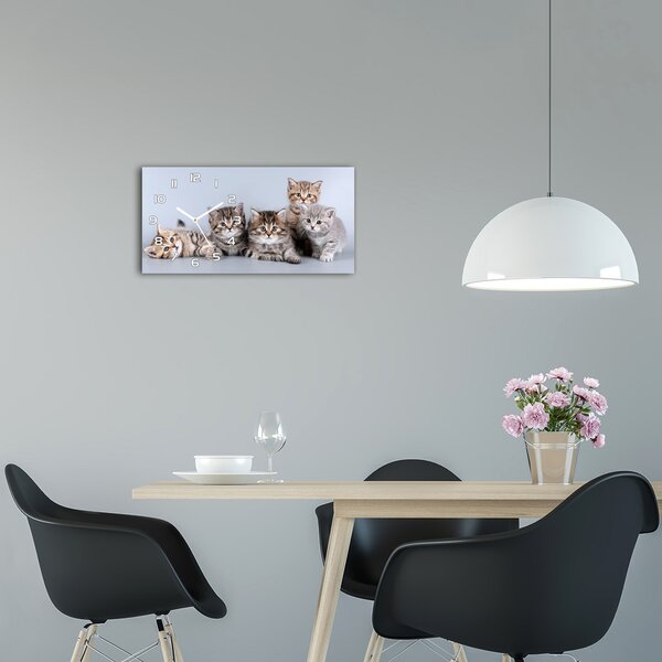 Moderní skleněné hodiny na stěnu Pět koček pl_zsp_60x30_f_75950374