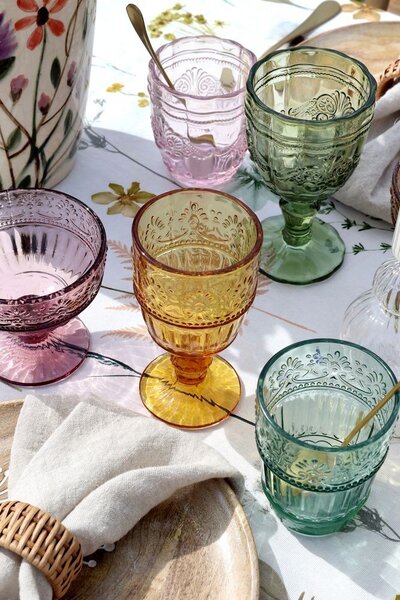 Set 6ks barevných skleniček na víno Saint-Émilion - Ø 7,5*14 cm / 230ml - Chic Antique