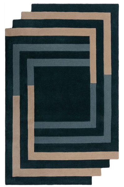Flair Rugs, Ručně všívaný kusový koberec Abstract Labyrinth Shaped Green/Blue, 120x180, modrá, chodba / předsíň