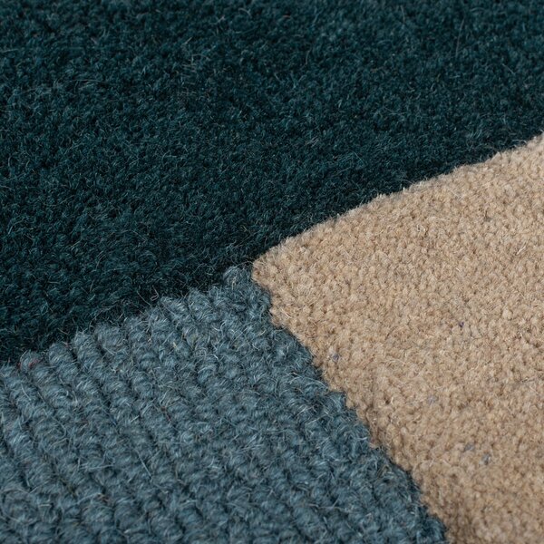 Flair Rugs, Ručně všívaný kusový koberec Abstract Labyrinth Shaped Green/Blue, 120x180, modrá, chodba / předsíň