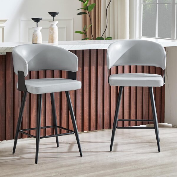 Jídelní židle, čalouněná, s opěradlem a područky, minimalistický design, styl Mid-Century (šedá)