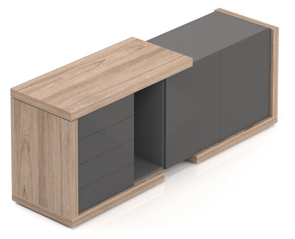Komoda SOLID pro manažerský opěrný stůl, se dvěma dveřmi a zásuvkami 170cm (Komoda SOLID pro manažerský opěrný stůl, se dvěma dveřmi, 4 zásuvky, délka 170cm, hloubka 50cm)