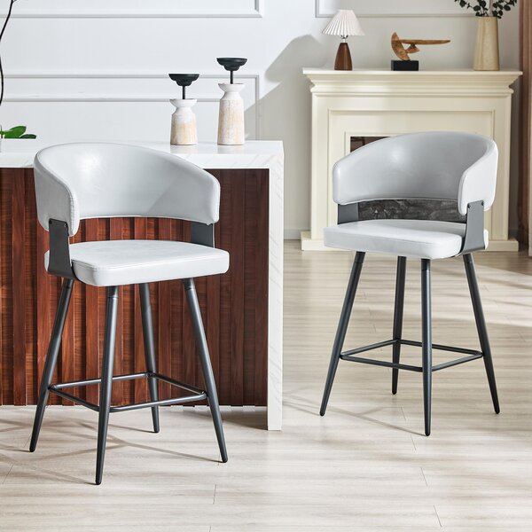 Jídelní židle, čalouněná, s opěradlem a područky, minimalistický design, styl Mid-Century (šedá)