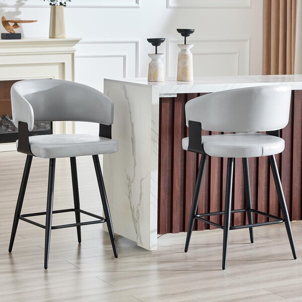 Jídelní židle, čalouněná, s opěradlem a područky, minimalistický design, styl Mid-Century (šedá)