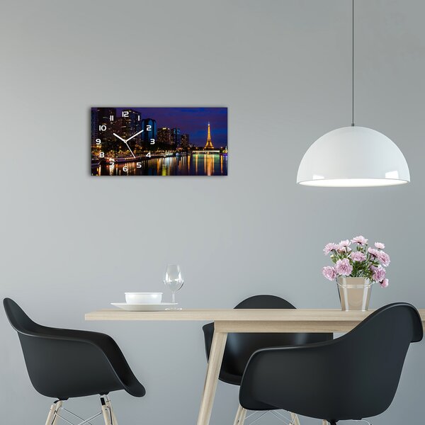 Moderní skleněné hodiny na stěnu Paříž noc pl_zsp_60x30_f_76924158