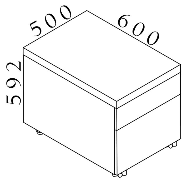 Kontejner SOLID, pojízdný se 2 zásuvkami, šířka 50cm, hlobka 60cm, výška 59cm (Kontejner SOLID, pojízdný se 2 zásuvkami, šířka 50cm, hloubka 60cm, výška 59cm)