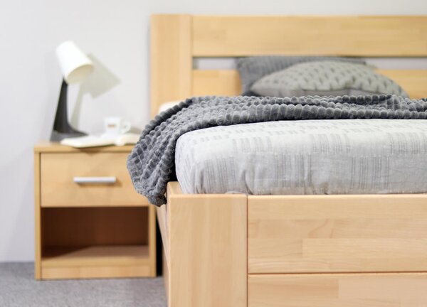 Zvýšená postel jednolůžko s úložným prostorem Trinity, 90x210, masiv buk