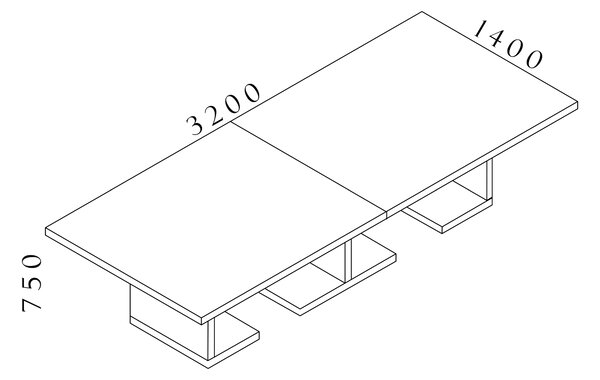 Manažerský konferenční stůl SOLID 400cm, s nohami ve tvaru L (Manažerský konferenční stůl SOLID 400cm, s nohami ve tvaru L, šířka 140cm)