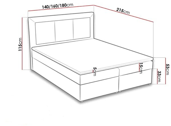 Americká postel boxspring CS34011, s matrací a úložným prostorem, světle šedá 140x200cm