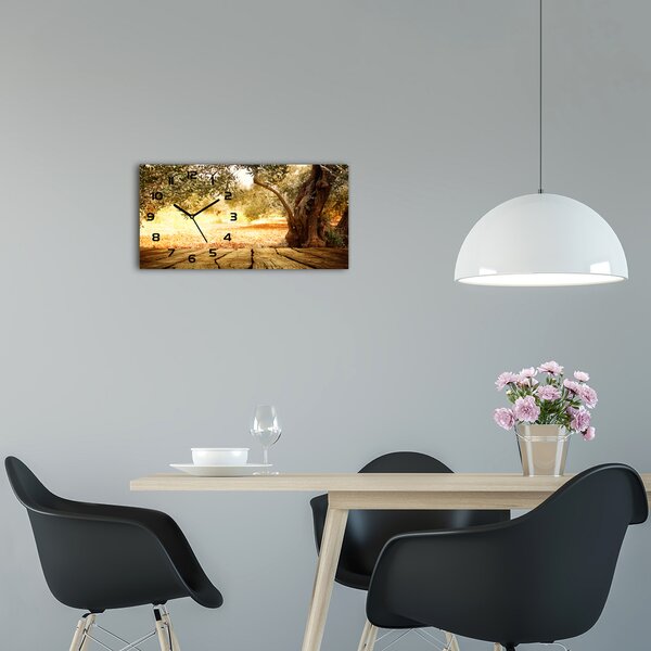 Skleněné hodiny na stěnu tiché Olivovník pl_zsp_60x30_f_77330786