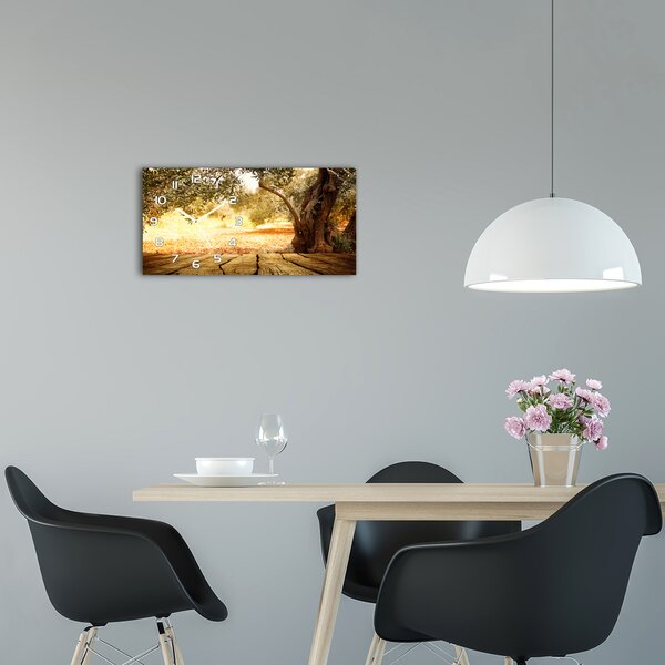 Skleněné hodiny na stěnu tiché Olivovník pl_zsp_60x30_f_77330786