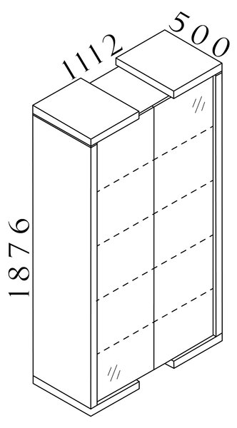 Manažerská skříň SOLID, 2 dvéřová, policová (5 pater polic v obou sekcích), výška 187,6cm, délka 111,2cm (Manažerská skříň SOLID, 2 dvéřová, policová, výška 187,6cm, délka 111,2cm, hloubka 50cm)