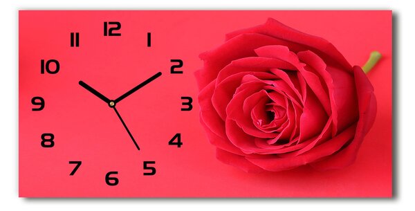 Skleněné hodiny na stěnu tiché Červená růže pl_zsp_60x30_f_77656963