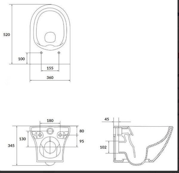 Cersanit Larga Oval CleanOn - závěsná wc mísa se SLIM sedátkem z duroplastu, bílá, S701-472