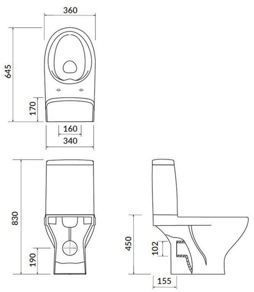 Cersanit Moduo CleanOn, kombi wc se splachováním 3/5l + sedátko z duroplastu, bílá, K116-030