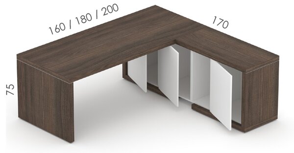 Manažerská sestava stolu s komodou SOLID Z4, délka stolu 160cm (Manažerská sestava SOLID Z4, stůl s komodou, délka stolu 160cm)