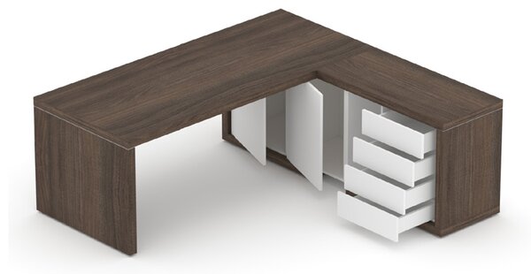 Manažerská sestava stolu s komodou SOLID Z7, délka stolu 160cm (Manažerská sestava SOLID Z7, stůl s komodou, délka stolu 160cm)
