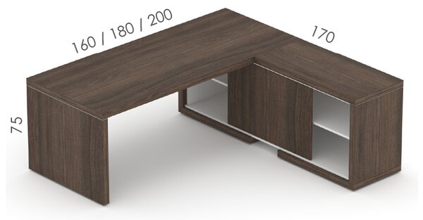 Manažerská sestava stolu s komodou SOLID Z1, délka stolu 160cm (Manažerská sestava SOLID Z1, stůl s komodou, délka stolu 160cm)