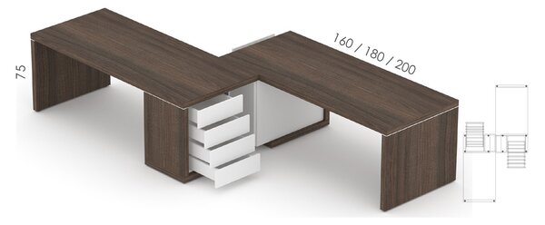 Manažerská sestava stolů s komodou SOLID Z10, délka obou stolů 160cm (Manažerská sestava SOLID Z10, stoly s komodou, délka obou stolů 160cm)