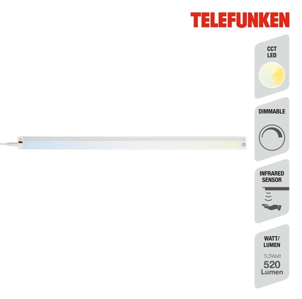 TF 202706TFX VÝPRODEJ VZORKU - TELEFUNKEN CCT svítidlo pod skříňku s čidlem, 50 cm, 5,5 W, 520 lm, bílé - BRILONER