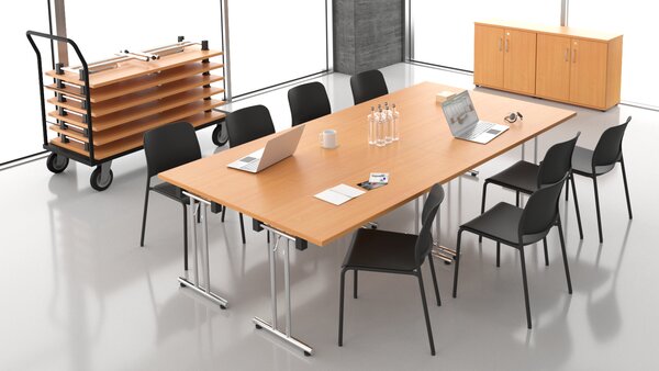NABYTEK-DESIGNOVY.CZ - DBPST16 - Konferenční skládací stůl KOMFORT, stohovatelný 160x70x76cm, buk