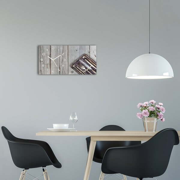 Skleněné hodiny na stěnu Příbory na deskách pl_zsp_60x30_f_79317704