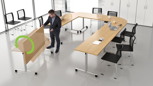 NABYTEK-DESIGNOVY.CZ - DBPST16M - Konferenční výklopný stůl na kolečkách KOMFORT, 160x70x76cm, buk