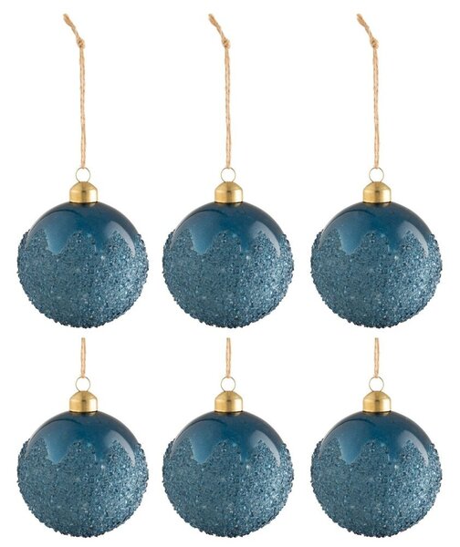 Sada 6 ks modrých vánočních ozdob Sugar Blue - Ø 8 cm - J-Line by Jolipa