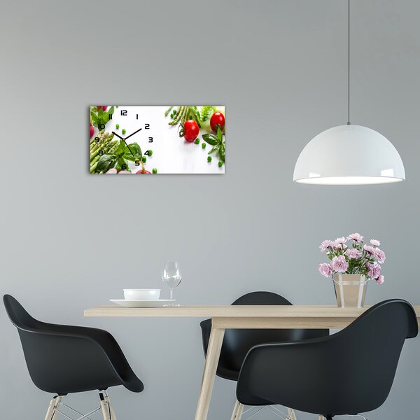 Skleněné hodiny na stěnu tiché Čerstvá zelenina pl_zsp_60x30_f_79427774