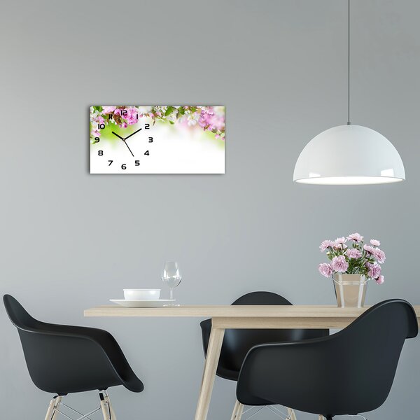 Skleněné hodiny na stěnu Jarní květiny pl_zsp_60x30_f_79458656