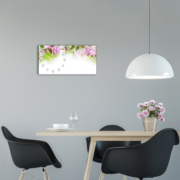 Skleněné hodiny na stěnu Jarní květiny pl_zsp_60x30_f_79458656