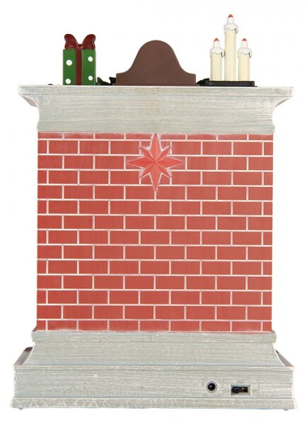 Červená plastová vánoční dekorace s LED světlem a hudbou – 18x10x25 cm