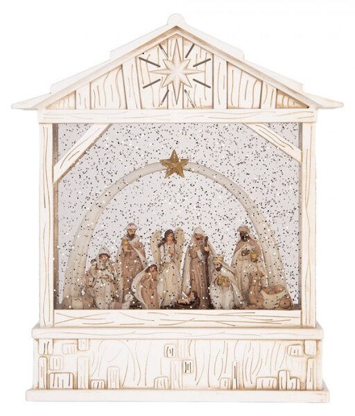 Bílá plastová vánoční dekorace s LED světlem a hudbou – 22x7x25 cm