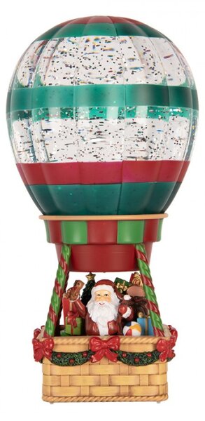 Hnědá plastová vánoční dekorace horkovzdušný balón s LED světlem a hudbou – 13x13x25 cm