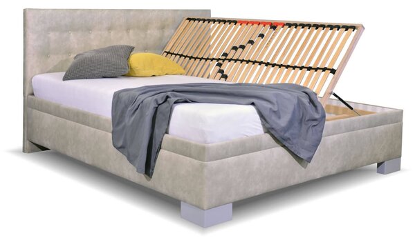 Zvýšená čalouněná postel Laterna, s úložným prostorem