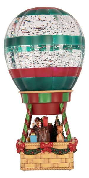 Hnědá plastová vánoční dekorace horkovzdušný balón s LED světlem a hudbou – 13x13x25 cm