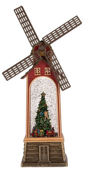 Hnědá plastová vánoční dekorace s LED světlem a hudbou – 11x11x28 cm