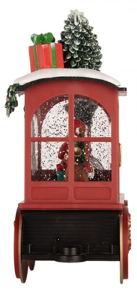 Červená plastová vánoční dekorace vláček s LED světlem a hudbou – 31x10x24 cm