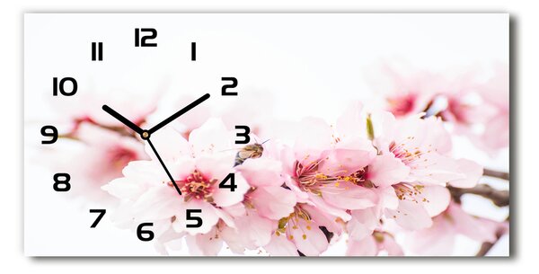 Skleněné hodiny na stěnu tiché Květy višně pl_zsp_60x30_f_79943111