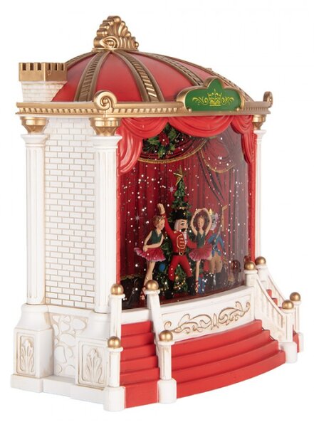 Červená plastová vánoční dekorace s LED světlem a hudbou – 22x11x23 cm